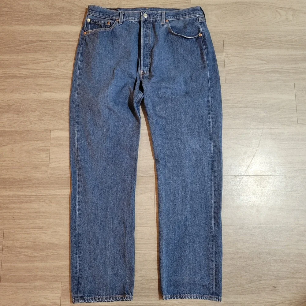VTG Levis 501 Jeans Mens 36x32(Tag 38) Made in USA 1995 Blue Denim Button Fly